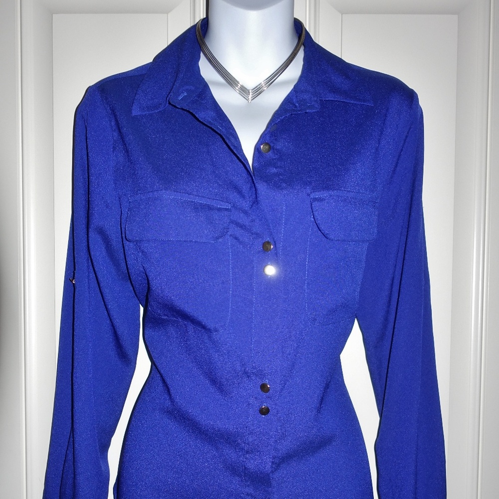 IVANKA TRUMP Royal Blue Business Blouse Top